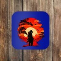 Japanese Samurai Fighter Martial Arts Retro Sunset Coaster thumb 0