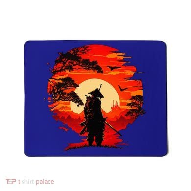 Japanese Samurai Fighter Martial Arts Retro Sunset Mousepad