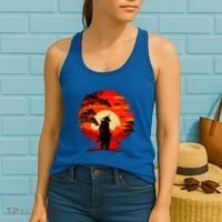 Japanese Samurai Fighter Martial Arts Retro Sunset Women's Tank Top thumb 2