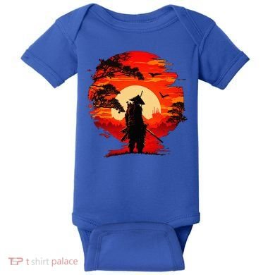 Japanese Samurai Fighter Martial Arts Retro Sunset Baby Bodysuit