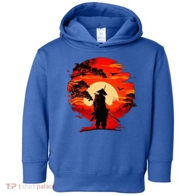 Japanese Samurai Fighter Martial Arts Retro Sunset Toddler Hoodie