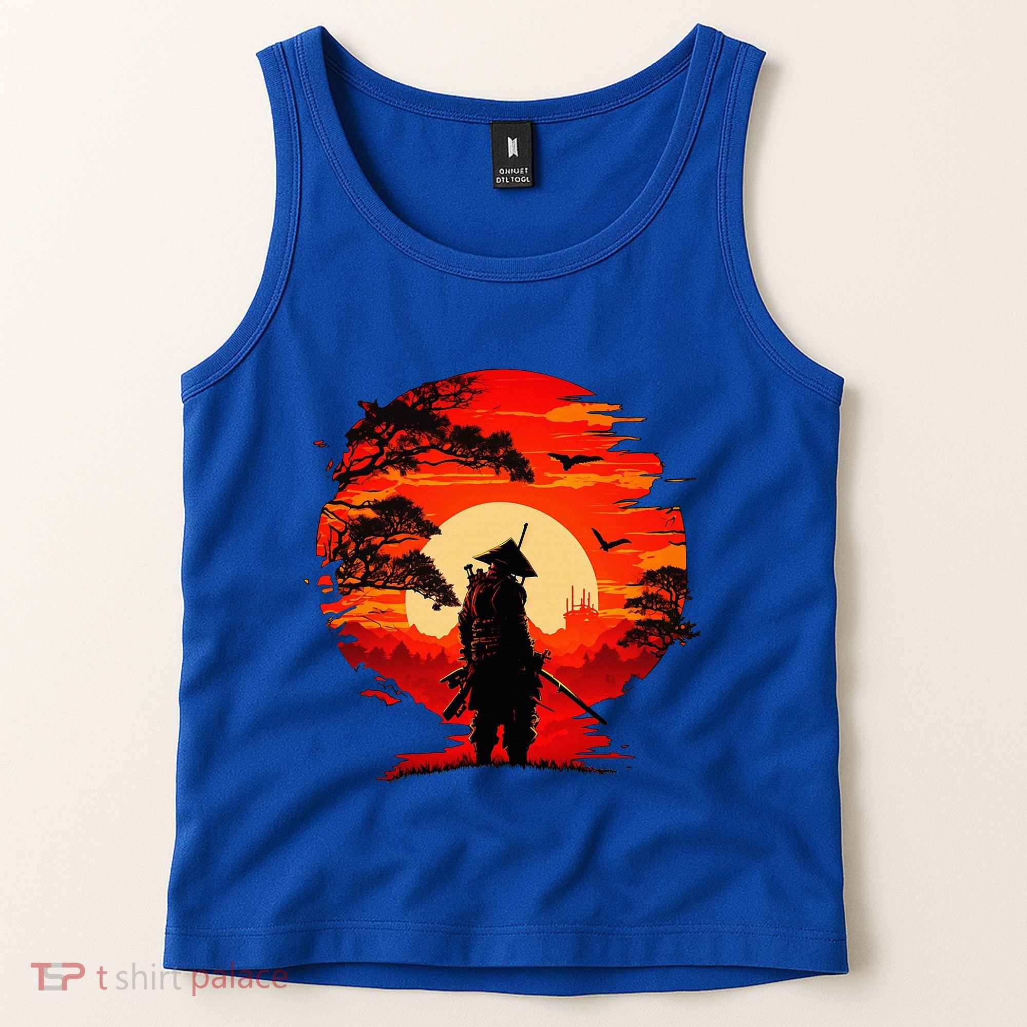 Japanese Samurai Fighter Martial Arts Retro Sunset Tank Top