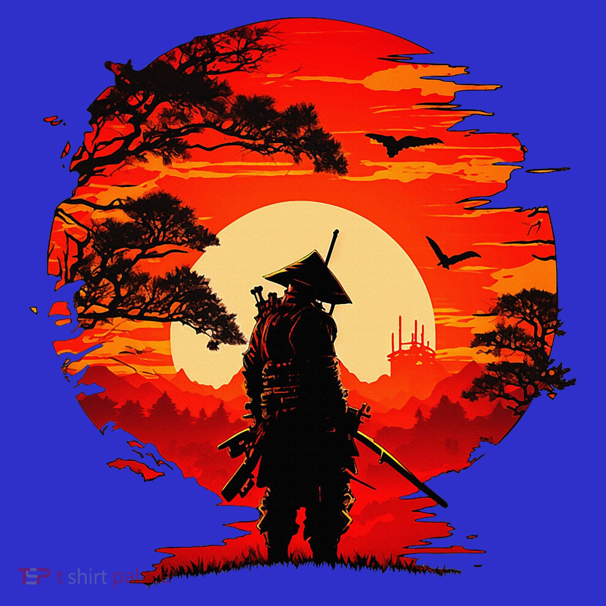 Japanese Samurai Fighter Martial Arts Retro Sunset Tank Top