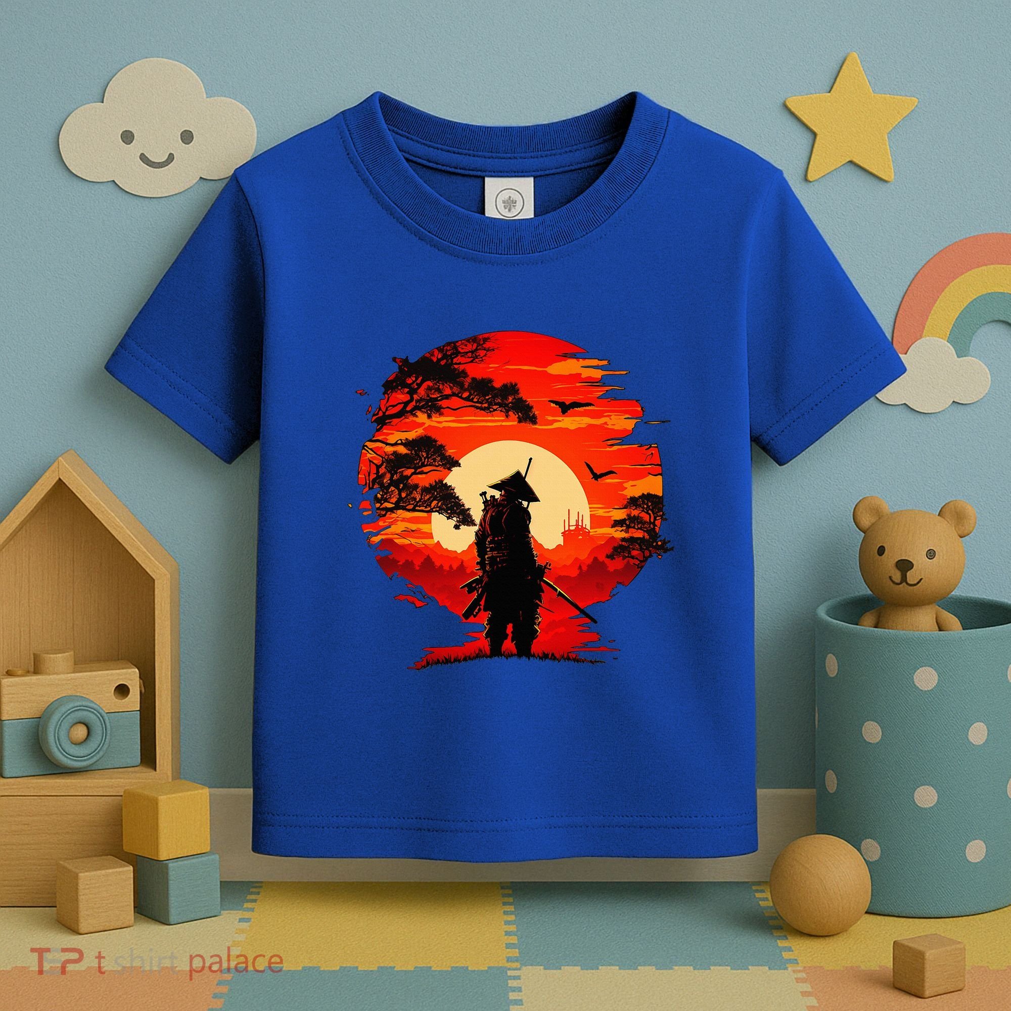 Japanese Samurai Fighter Martial Arts Retro Sunset Toddler T-Shirt