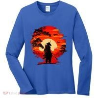 Japanese Samurai Fighter Martial Arts Retro Sunset Women's Long Sleeve Shirt thumb 0