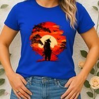Japanese Samurai Fighter Martial Arts Retro Sunset Women's T-Shirt thumb 2