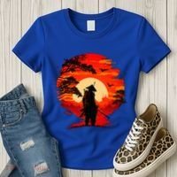 Japanese Samurai Fighter Martial Arts Retro Sunset Women's T-Shirt thumb 3