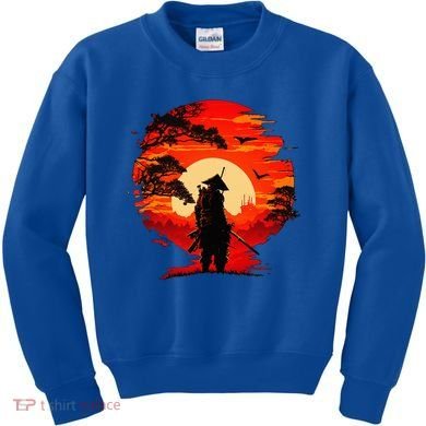 Japanese Samurai Fighter Martial Arts Retro Sunset Kids Sweatshirt