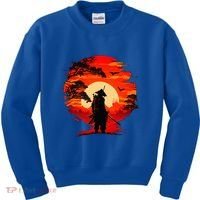 Japanese Samurai Fighter Martial Arts Retro Sunset Kids Sweatshirt thumb 0