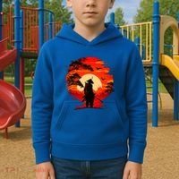 Japanese Samurai Fighter Martial Arts Retro Sunset Kids Hoodie thumb 2