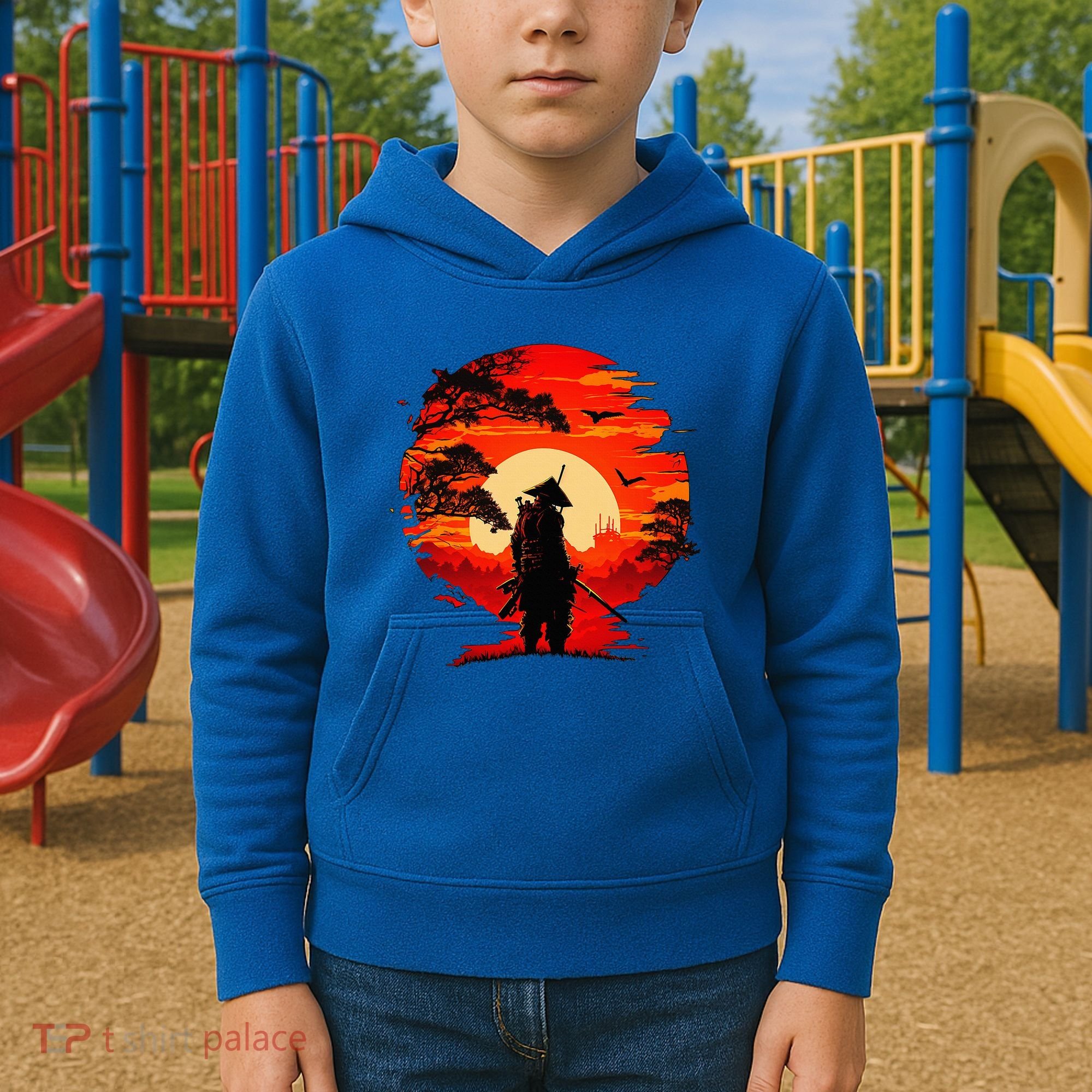 Japanese Samurai Fighter Martial Arts Retro Sunset Kids Hoodie