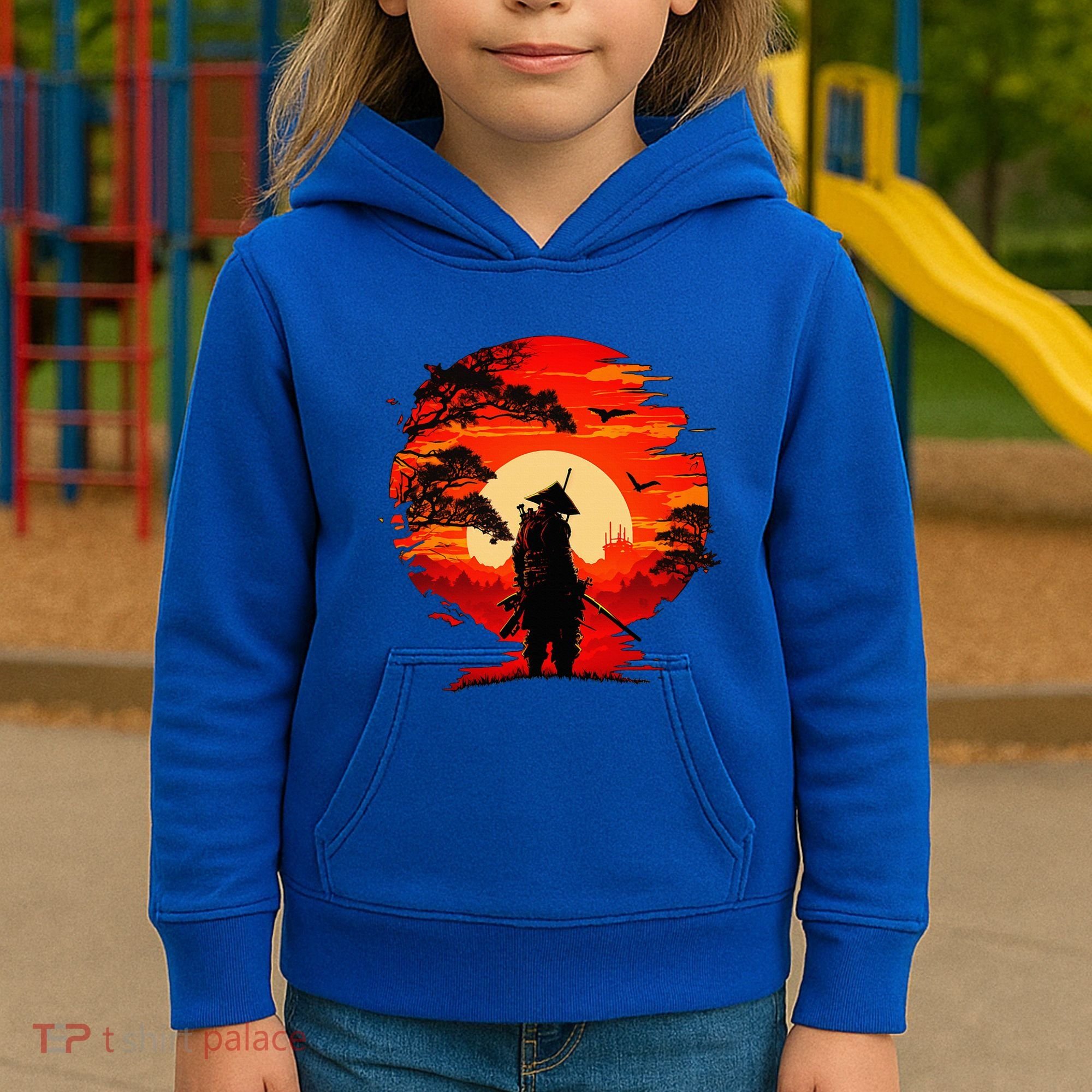 Japanese Samurai Fighter Martial Arts Retro Sunset Kids Hoodie