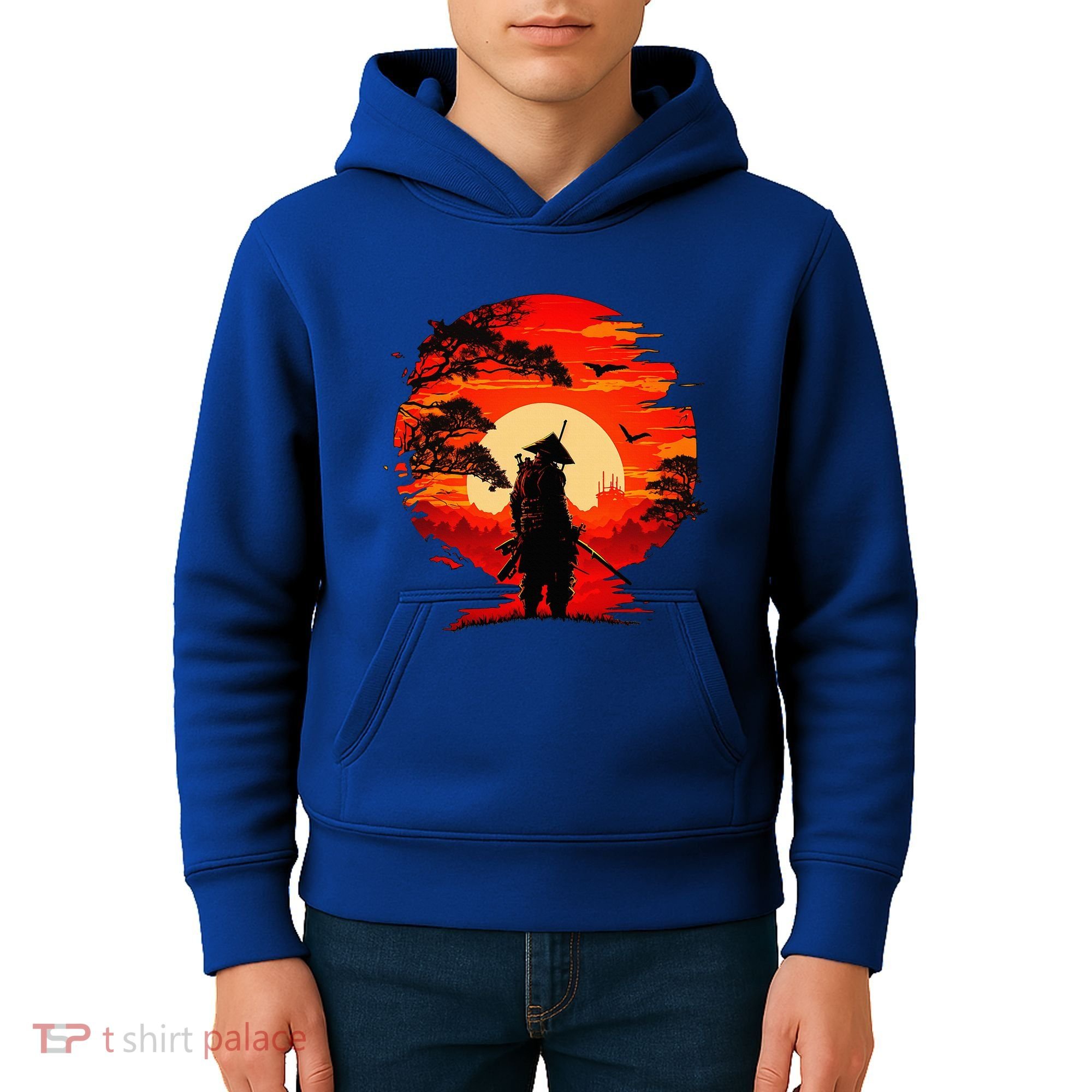 Japanese Samurai Fighter Martial Arts Retro Sunset Kids Hoodie