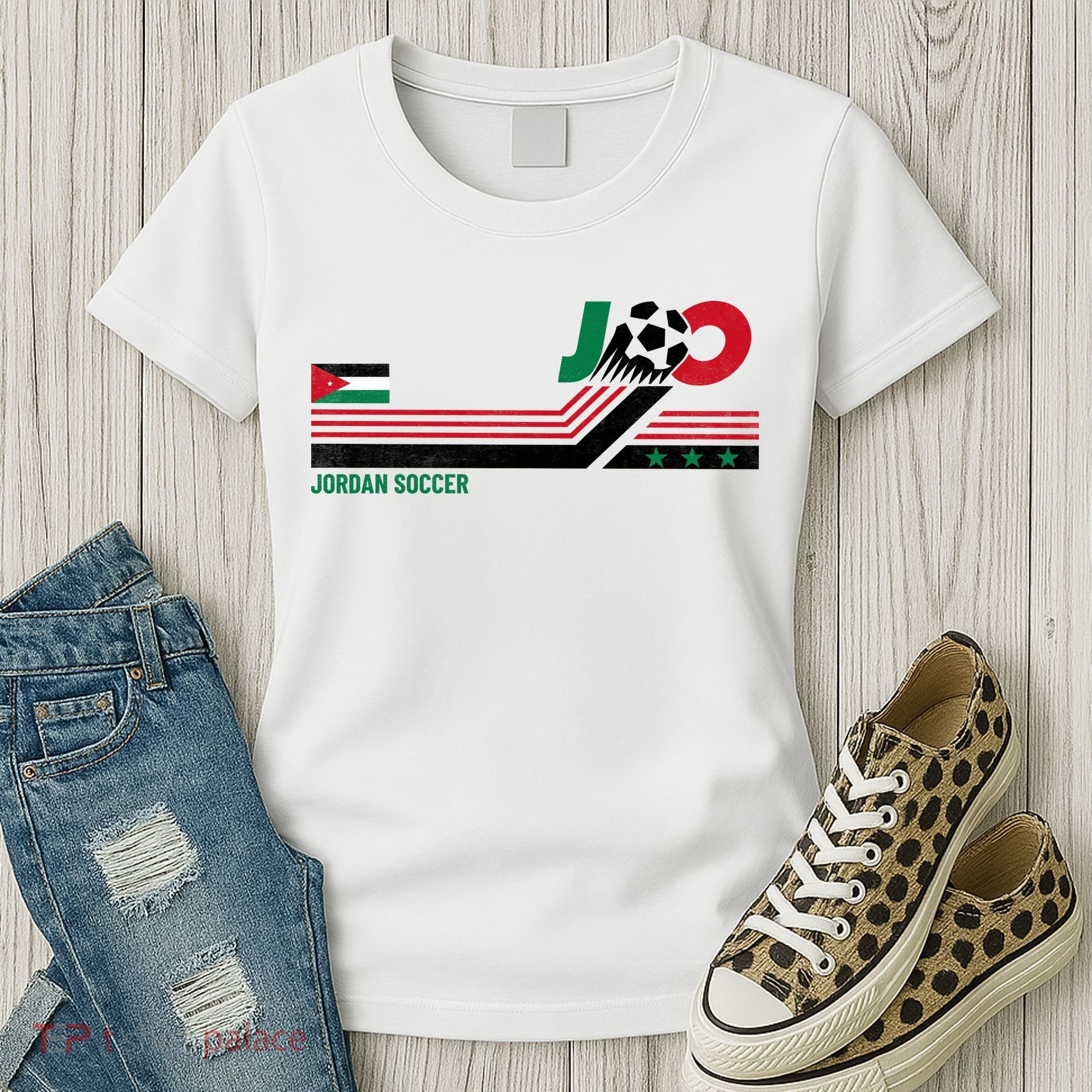 Jordan Soccer Flag And Stripes Women's T-Shirt