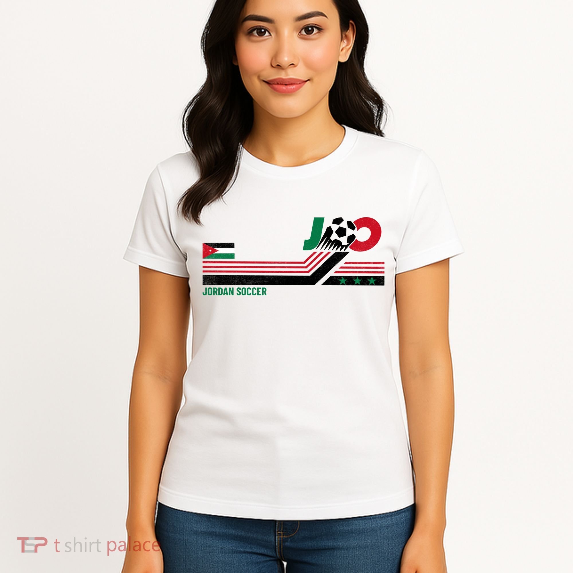 Jordan Soccer Flag And Stripes Women's T-Shirt