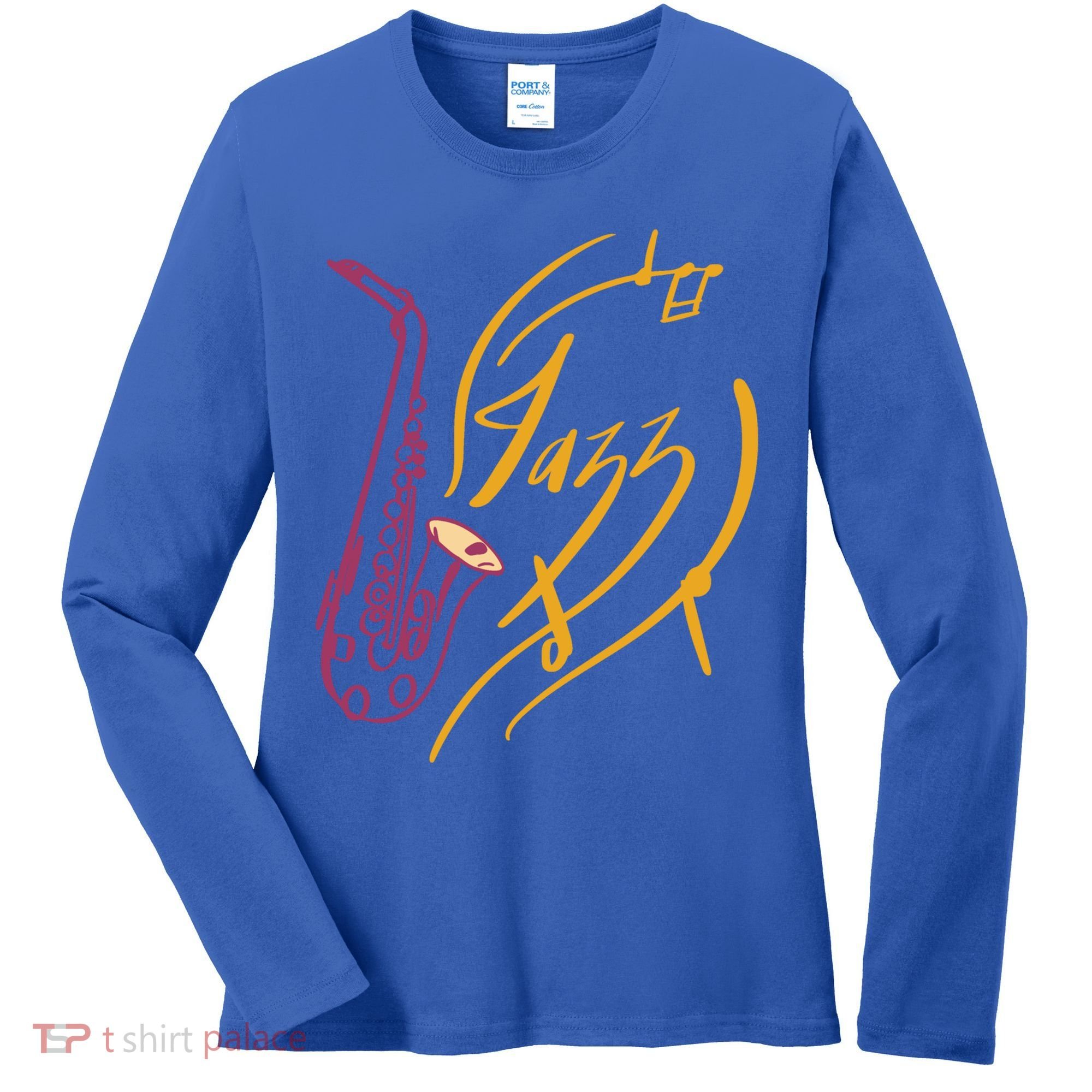 Jazz Saxophone For Jazz Music Lover Sax Musician Great Gift Women's Long Sleeve Shirt