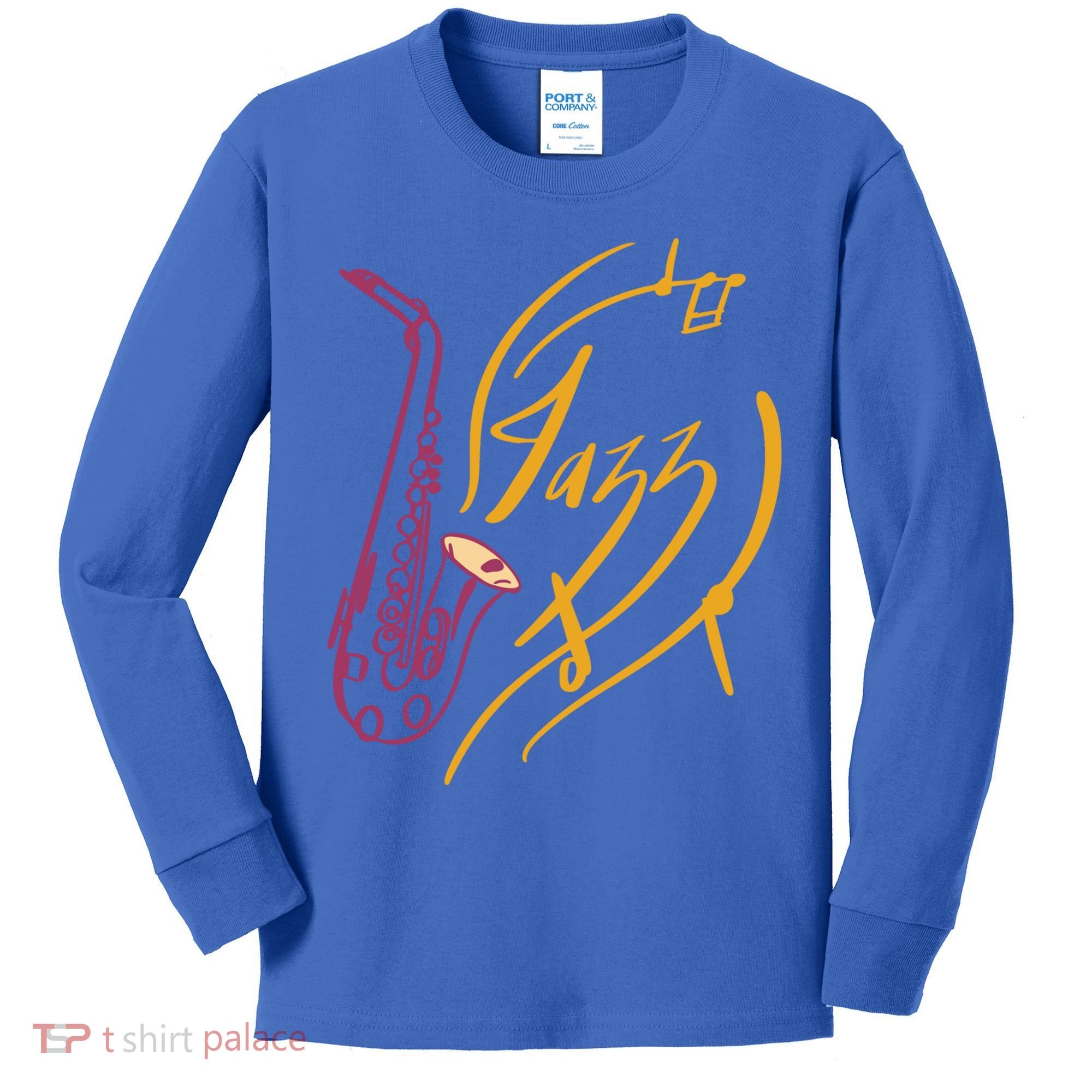 Jazz Saxophone For Jazz Music Lover Sax Musician Great Gift Kids Long Sleeve Shirt