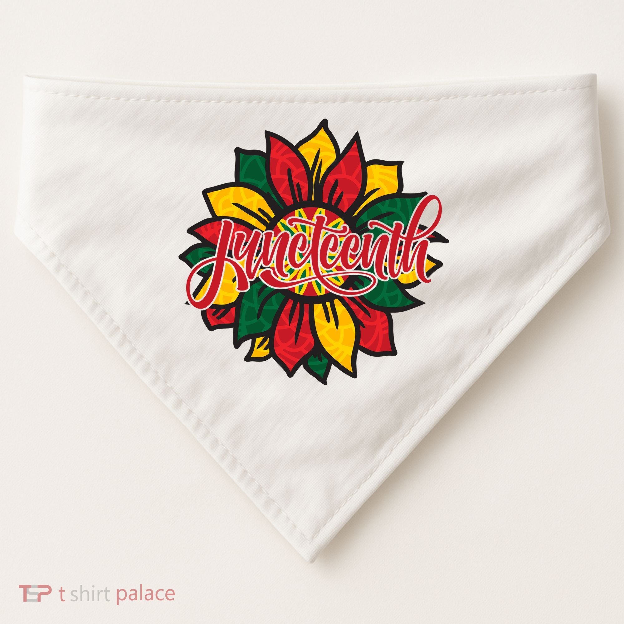 Juneteenth Sunflower Festive USA-Made Doggie Bandana