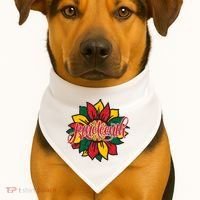 Juneteenth Sunflower Festive USA-Made Doggie Bandana thumb 1