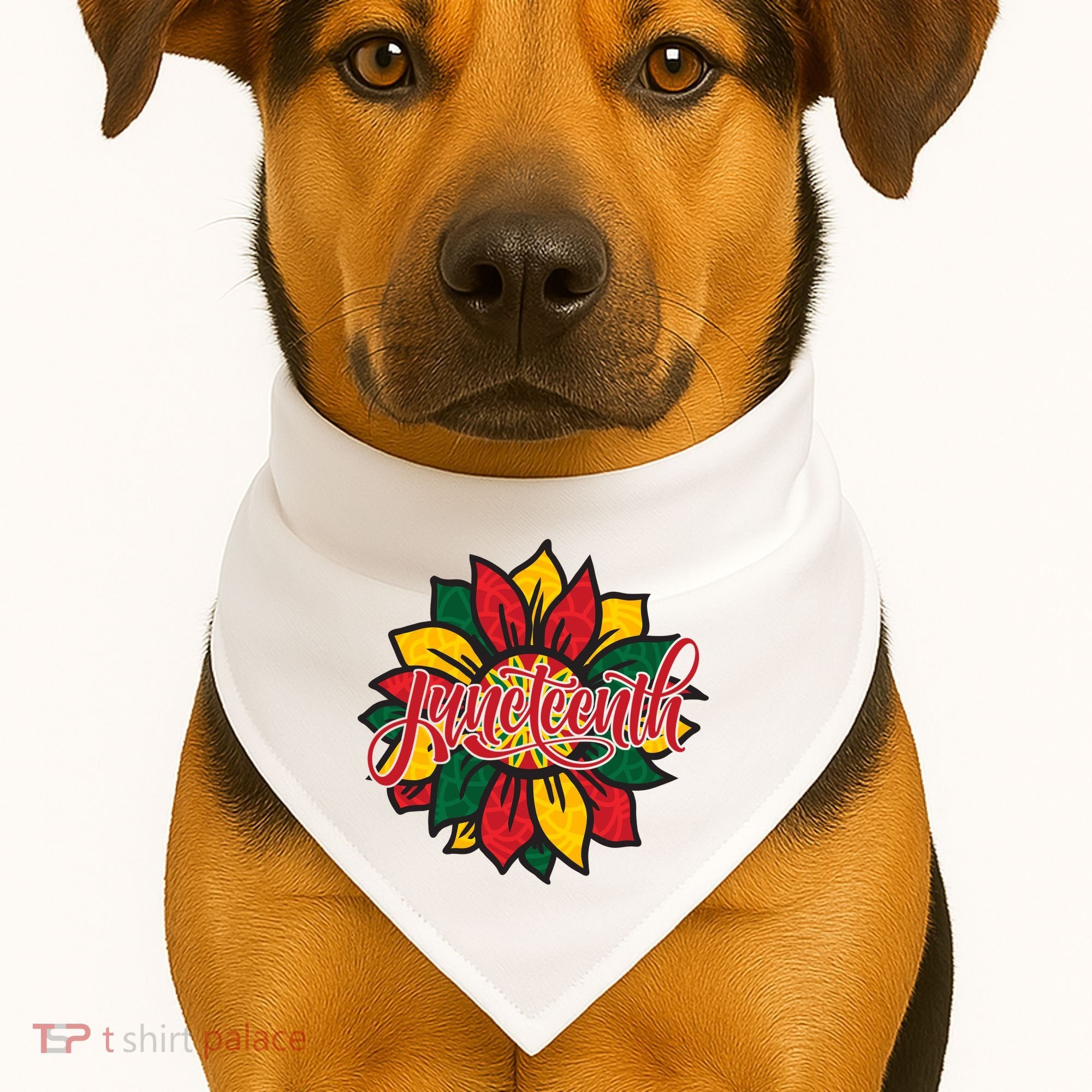 Juneteenth Sunflower Festive USA-Made Doggie Bandana