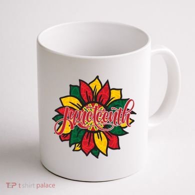 Juneteenth Sunflower Festive Coffee Mug back