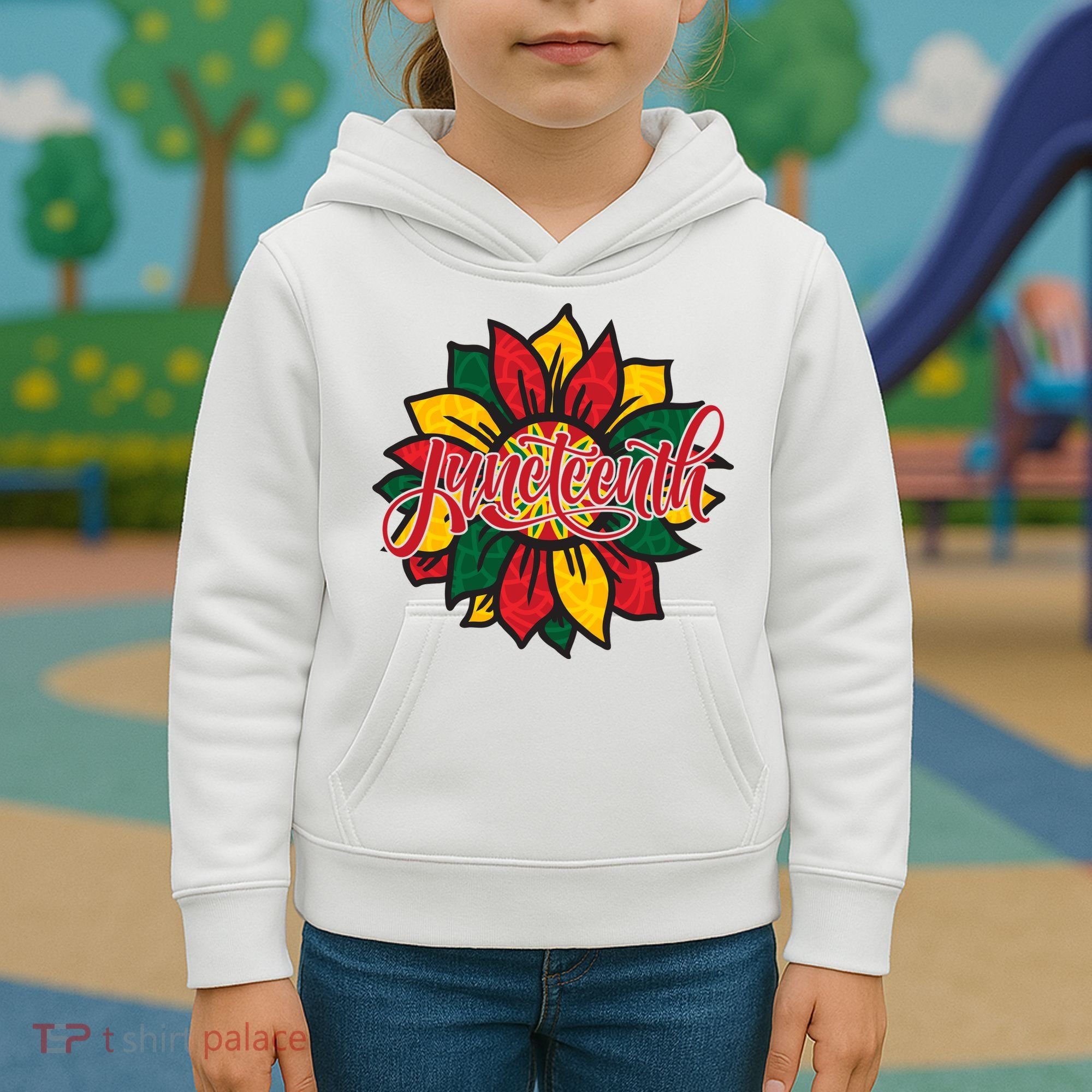 Juneteenth Sunflower Festive Kids Hoodie