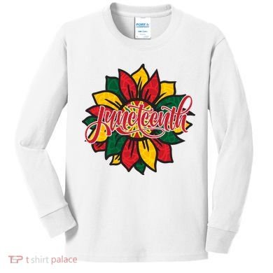 Juneteenth Sunflower Festive Kids Long Sleeve Shirt