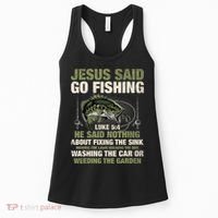 Jesus Said Go Fishing Fish Story Bible Angling Bass Fishing Women's Tank Top thumb 0