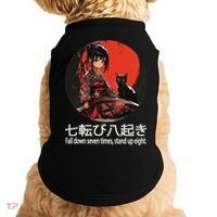 Japanese Samurai Girl With Sword And Kawaii Anime Black Cat Doggie Tank thumb 0