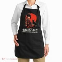 Japanese Samurai Girl With Sword And Kawaii Anime Black Cat Apron thumb 2