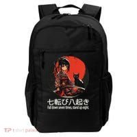 Japanese Samurai Girl With Sword And Kawaii Anime Black Cat Backpack thumb 0