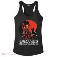 Japanese Samurai Girl With Sword And Kawaii Anime Black Cat Ladies PosiCharge Competitor Racerback Tank thumb 0