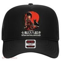 Japanese Samurai Girl With Sword And Kawaii Anime Black Cat Hat thumb 0