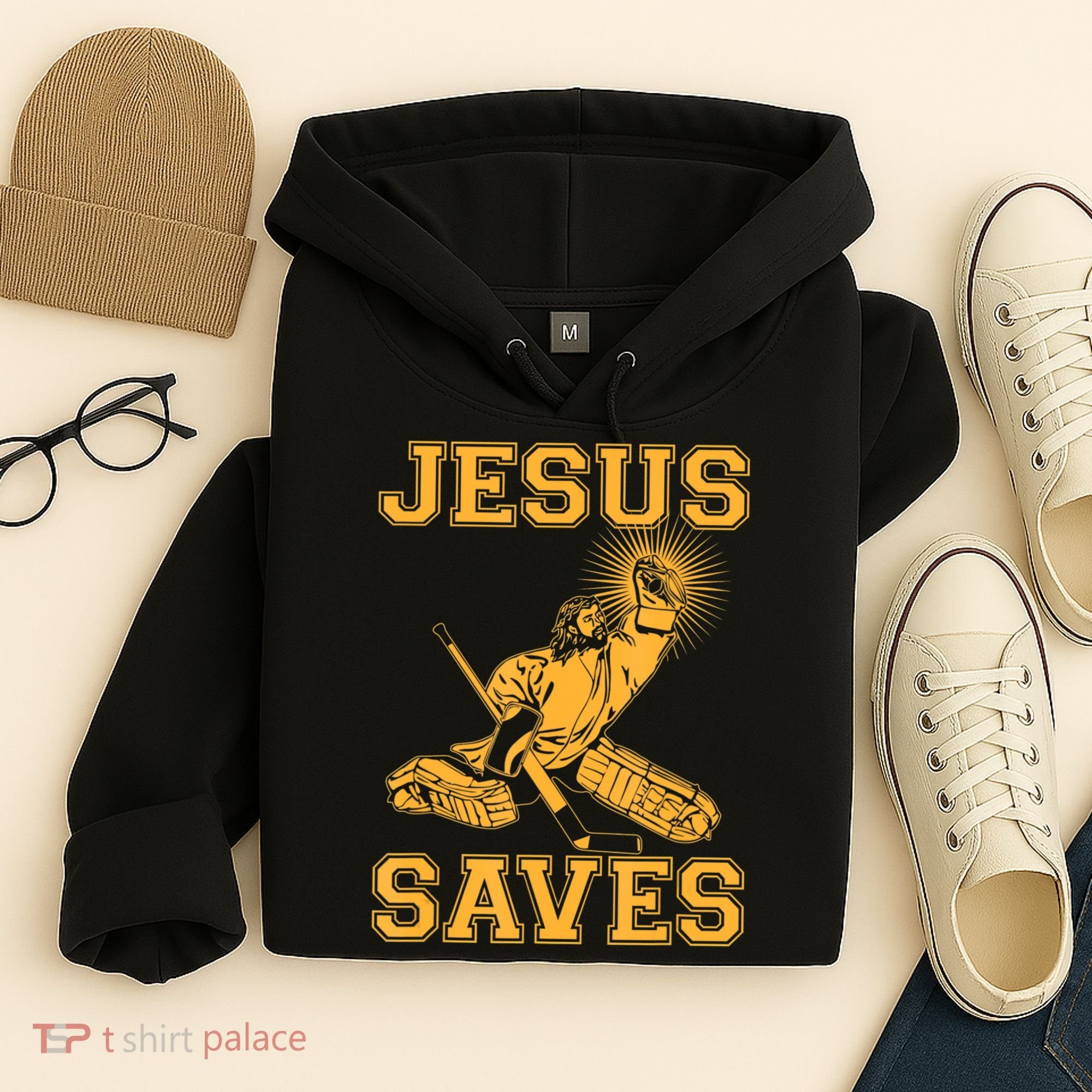 Jesus Saves Hockey Hoodie