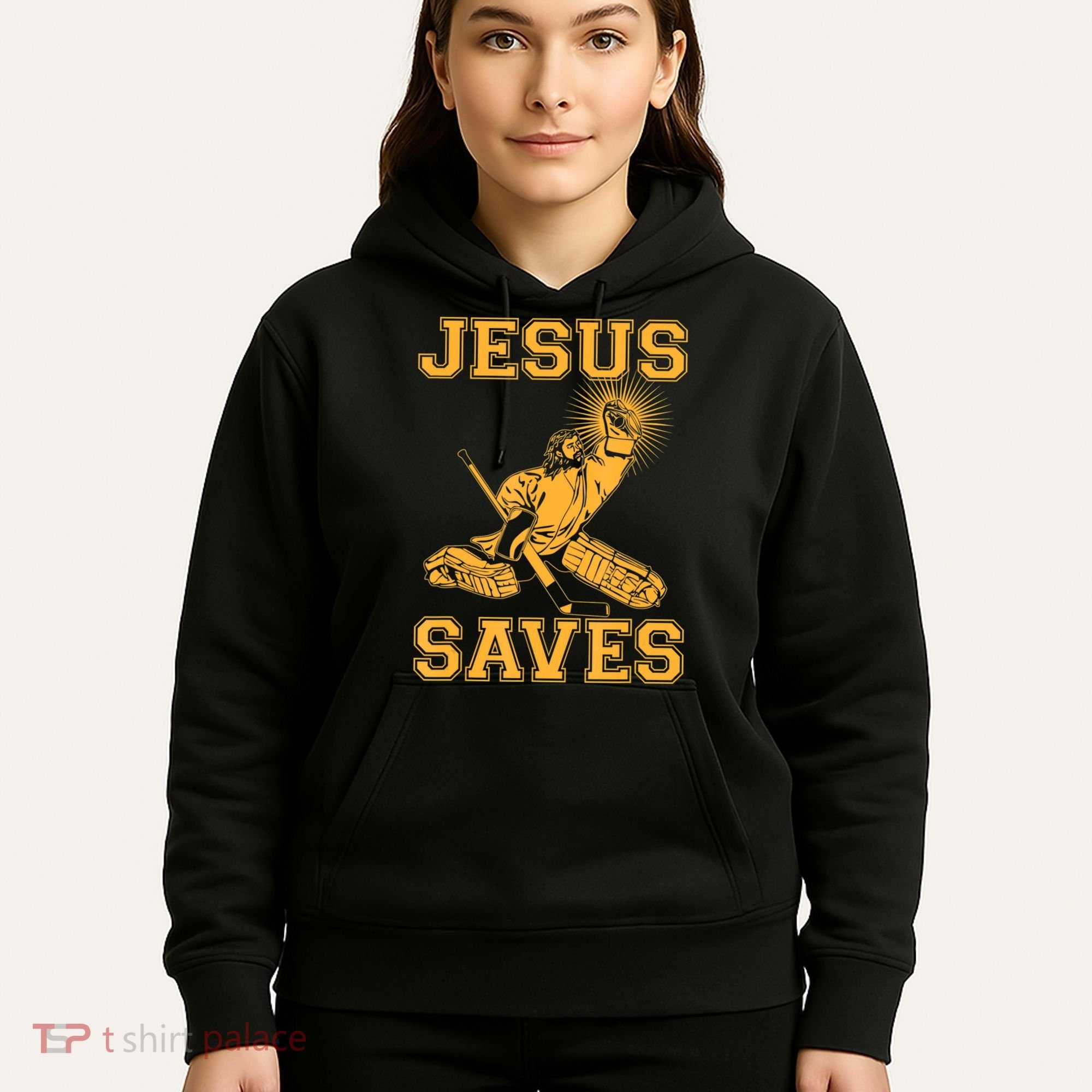 Jesus Saves Hockey Hoodie