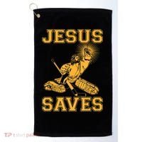 Jesus Saves Hockey Golf Towel thumb 0