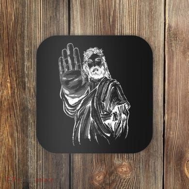 Jesus Stop Hand Sign Coaster