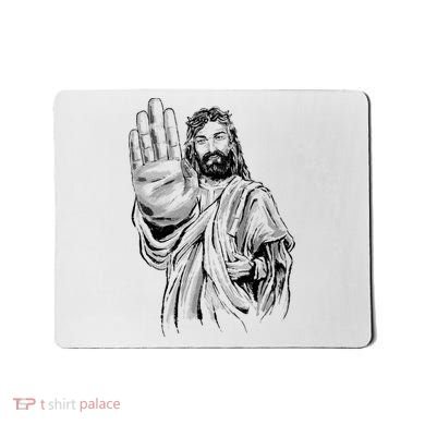 Jesus Stop Hand Sign Mousepad