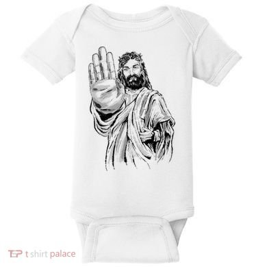 Jesus Stop Hand Sign Baby Bodysuit