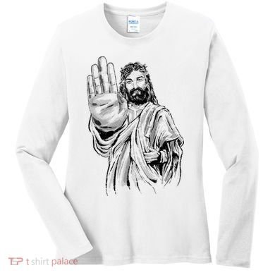 Jesus Stop Hand Sign Women's Long Sleeve Shirt