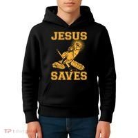 Jesus Saves Hockey Kids Hoodie thumb 4