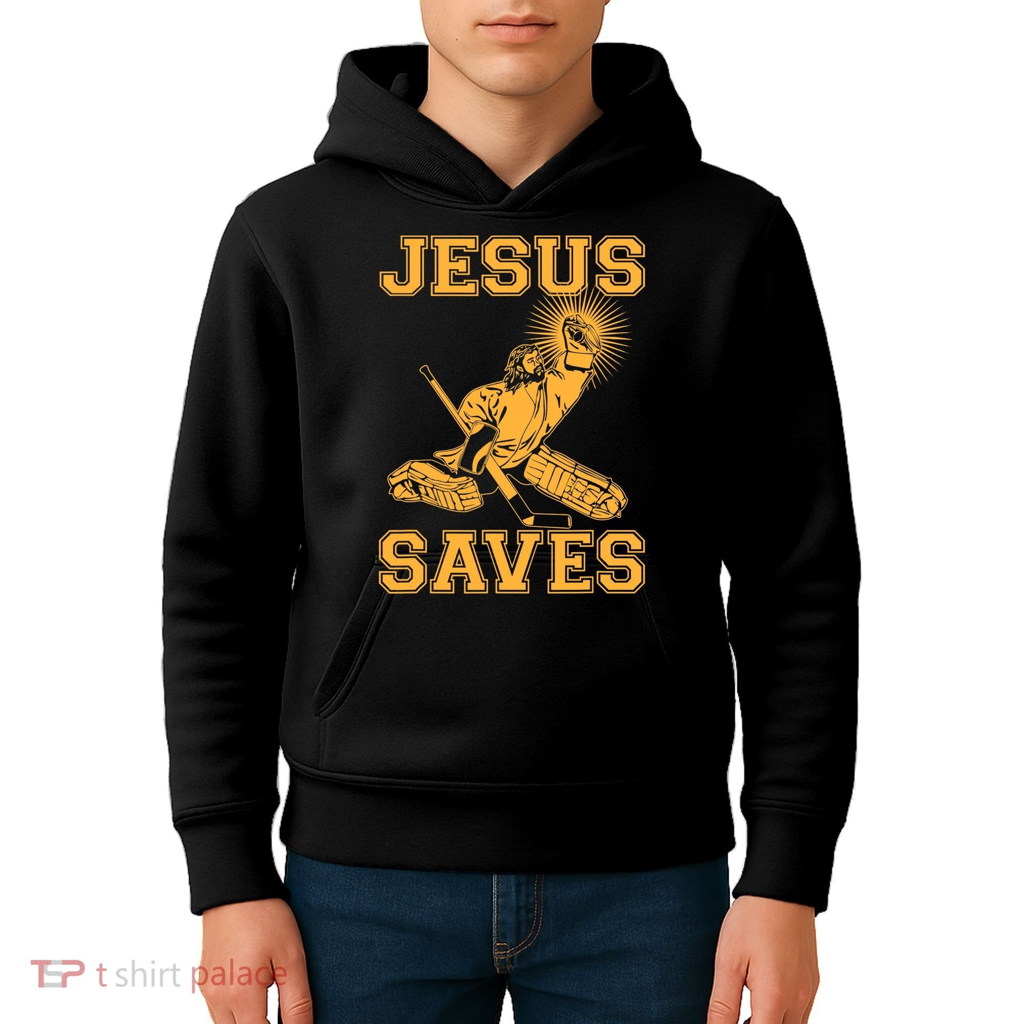 Jesus Saves Hockey Kids Hoodie