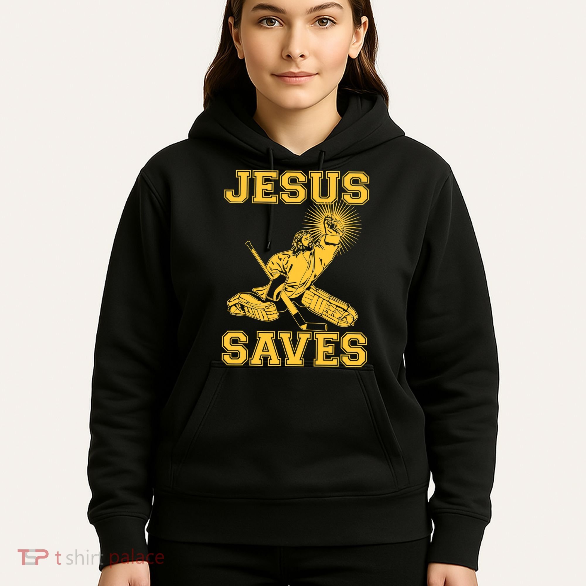 Jesus Saves Hockey Hoodie