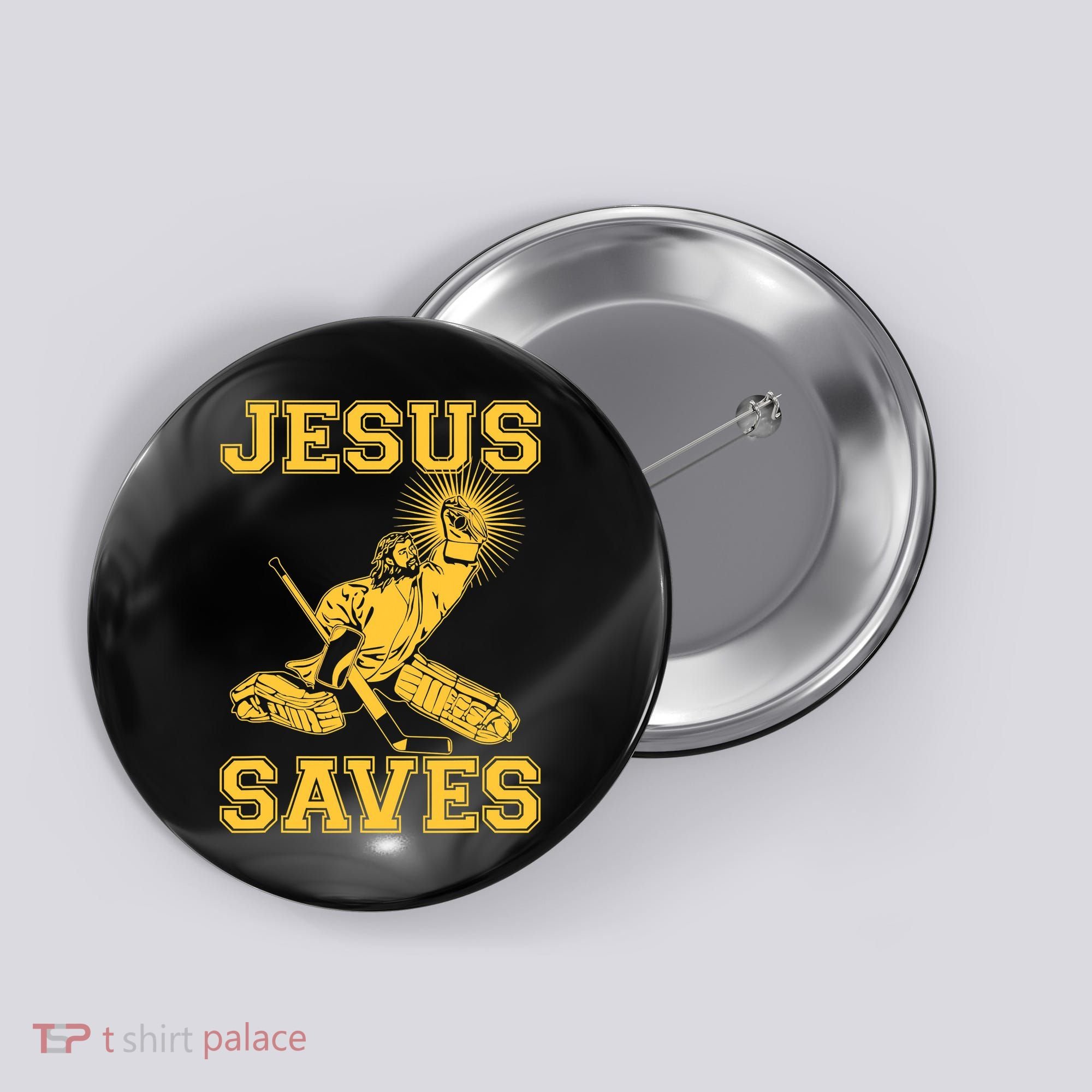 Jesus Saves Hockey Button