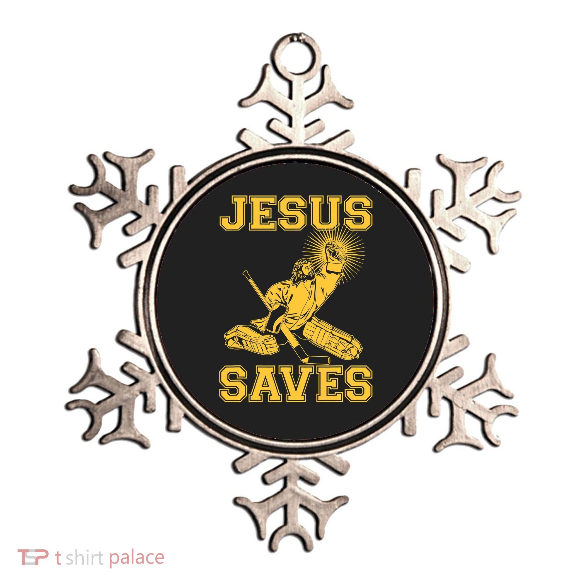 Jesus Saves Hockey Ornament