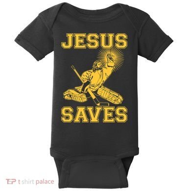 Jesus Saves Hockey Baby Bodysuit