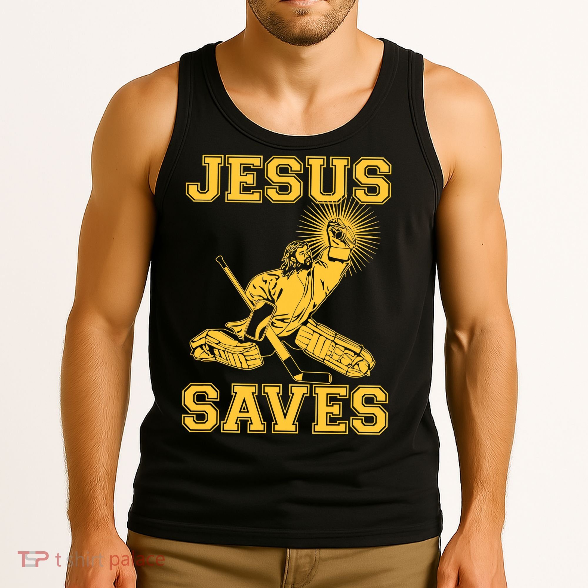 Jesus Saves Hockey Tank Top