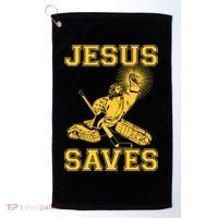 Jesus Saves Hockey Golf Towel thumb 0