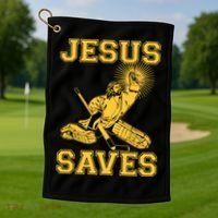 Jesus Saves Hockey Golf Towel thumb 1