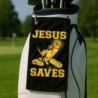 Jesus Saves Hockey Golf Towel thumb 2